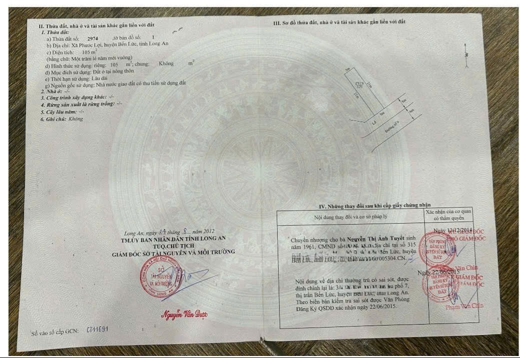 Bán nền thổ cư mt đường số 9, KDC Gò Đen , xã Phước Lợi dt 105m2 giá 2,85 tỷ