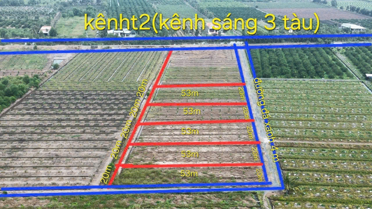 3 lô đất vườn cực đẹp tại xã Tân Thành, Thủ Thừa dt 1069m2 giá 800 triệu 1 lô