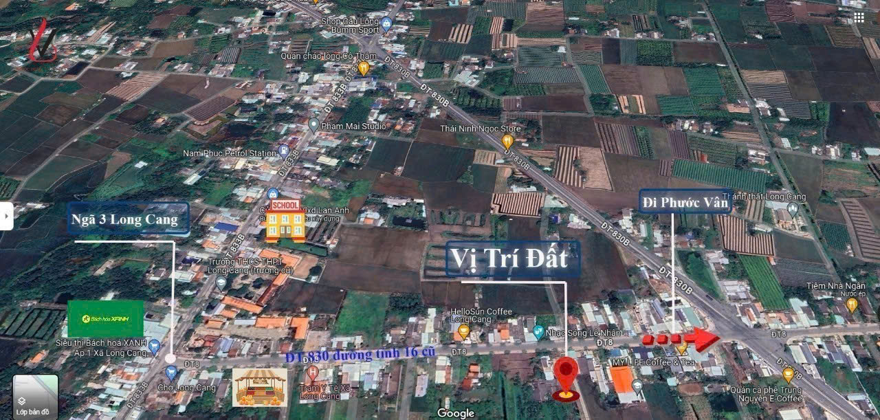 3 lô đất vip mặt tiền ĐT 830, xã Long Cang , Cần Đước giá 9,8 - 9,9 -13,3 tỷ