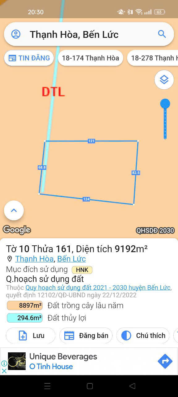 16000m2 đất vườn xã Thạnh Hòa, Bến Lức , Long An giá 5 tỷ